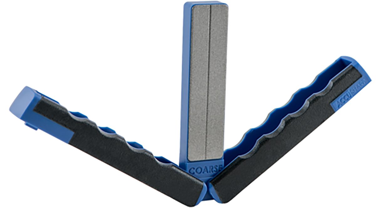 Accusharp 051C Paddle Sharpener Folding Diamond Sharpener Black/Blue Overmolded Rubber Handle