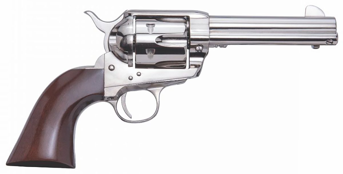 Cimarron Ppp45N Pistolero  45 Colt (Lc) 6 Shot, 4.75&Quot; Nickel-Plated Steel Barrel, Cylinder &Amp; Frame, Wide Front Sight, Smooth Walnut Grip