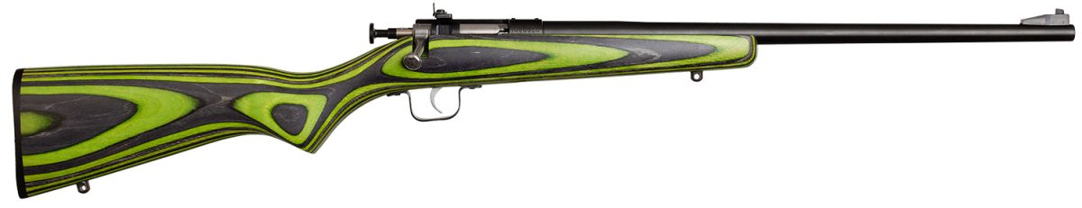 Crickett Ksa2231 Youth  22 Lr 1Rd 16.12&Quot; Blued Barrel &Amp; Receiver, Fixed Front/Adjustable Rear Peep Sights, Green/Black Laminate Stock W/11.5&Quot; Lop, Rebounding Firing Pin Safety