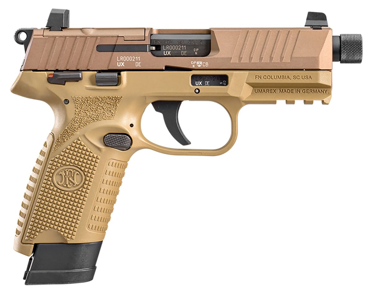 Fn 66101009 502 Tactical 22 Lr 10+1 4.60&Quot; Black Steel Threaded Barrel, Flat Dark Earth Optic Ready/Serrated Slide &Amp; Polymer Frame W/Picatinny Rail, Fde Textured Polymer Grip, Ambidextrous
