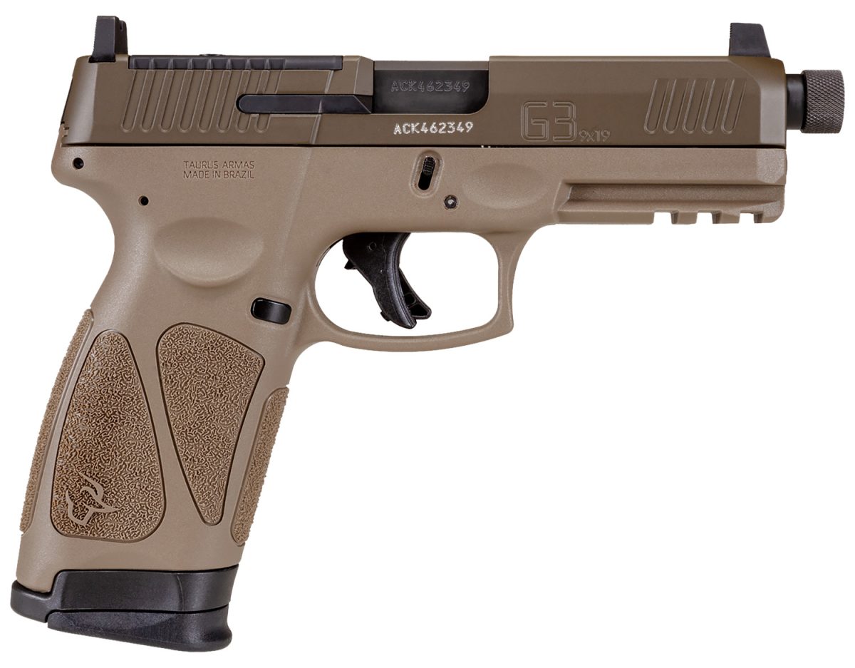 Taurus 1G3P941Tac G3  9Mm Luger 17+1 4.50&Quot; Threaded Barrel, Fde Polymer Frame With Picatinny Acc. Rail, T.o.r.o Optic Cut Patriot Brown Cerakote Steel Slide, Re-Strike Capability, No Manual Safety