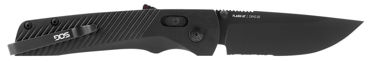 S.o.g Sog11180241 Flash At 3.45&Quot; Folding Part Serrated Black Tini Cryo D2 Steel Blade/Blackout Grn Handle Includes Pocket Clip