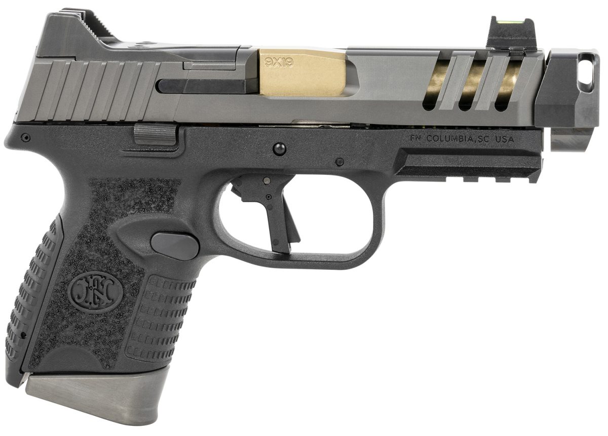 Fn 66101350 509 Cc Edge 9Mm Luger 10+1 (3) 4.20&Quot; Threaded Gold Barrel, Black Frame, Graphite Optic &Amp; Lightening Cut Slide, Optic Height Fiber Optic Sights, Compensator (No Manual)
