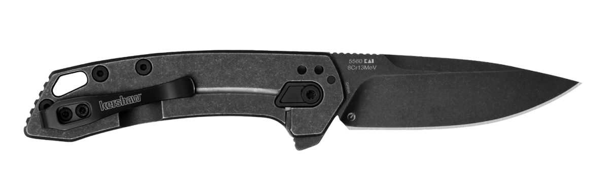 Kershaw  Radar  2.90&Quot; Folding Drop Point Plain Black Oxide Blackwash 8Cr13Mov Ss Blade &Amp; Stainless Steel Handle Includes Pocket Clip
