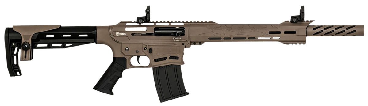 Citadel Cboss2512Fde Boss25  12 Gauge Semi-Auto 3&Quot; 5+1 18.75&Quot; Black Steel Threaded Barrel, Flat Dark Earth Picatinny Rail Aluminum Receiver, Picatinny Handguards, Black Adj Cheek Riser Synthetic Stock
