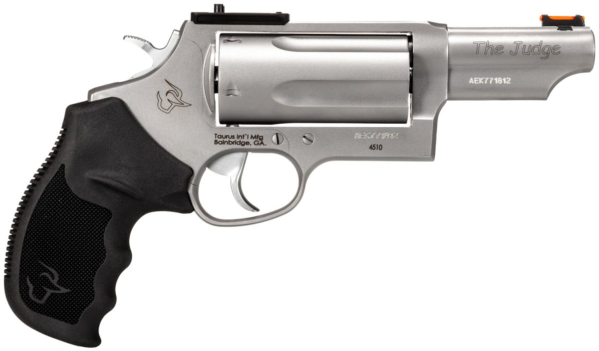 Taurus 24410P39Mag Judge T.o.r.o Magnum Compact Frame 45 Colt (Long Colt)/410 Gauge 5Rd 3&Quot; Matte Stainless Steel Barrel, Cylinder &Amp; Frame, Black Rubber Grip, Transfer Bar Safety, Exposed Hammer
