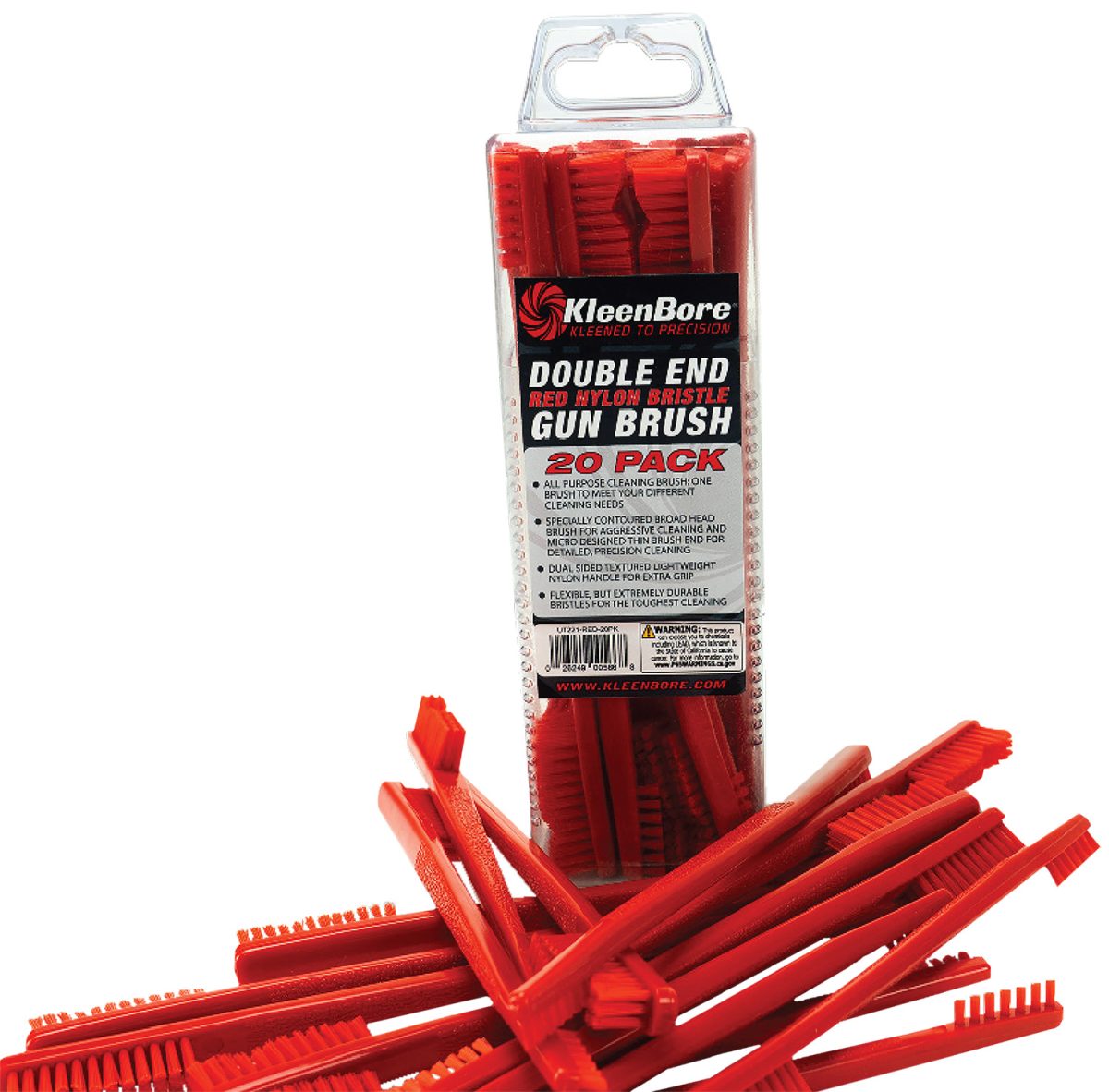 Kleenbore Ut221Red20Pk Double End Brush Utility Brush Red Nylon 20 Pack