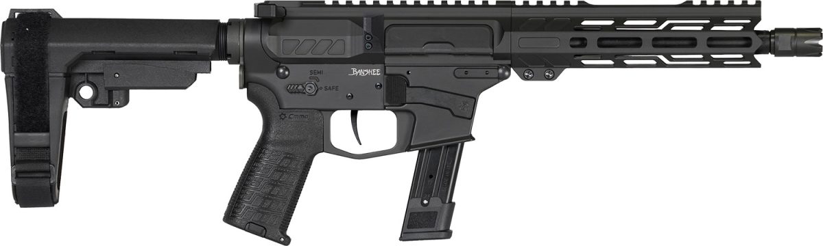Cmmg 92A0B0Fab Banshee Mk17 9Mm Luger 21+1 8&Quot; Black Nitride Medium Taper Threaded Barrel, Eml 7&Quot; M-Lok Handguards, Black Armor Cerakote Aluminum Picatinny Rail Receiver, Cmmg Zeroed Grips