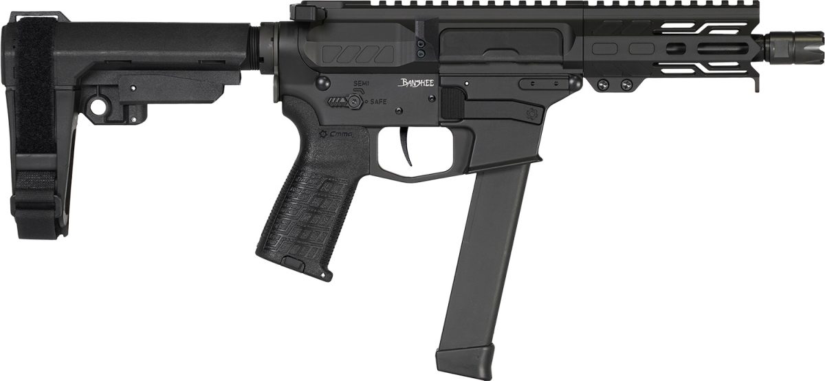 Cmmg 99A890Fab Banshee Mkgs 9Mm Luger 33+1 5&Quot; Black Nitride Medium Taper Threaded Barrel, Eml 4&Quot; M-Lok Handguards, Black Armor Cerakote Aluminum Picatinny Rail Receiver, Cmmg Zeroed Grips