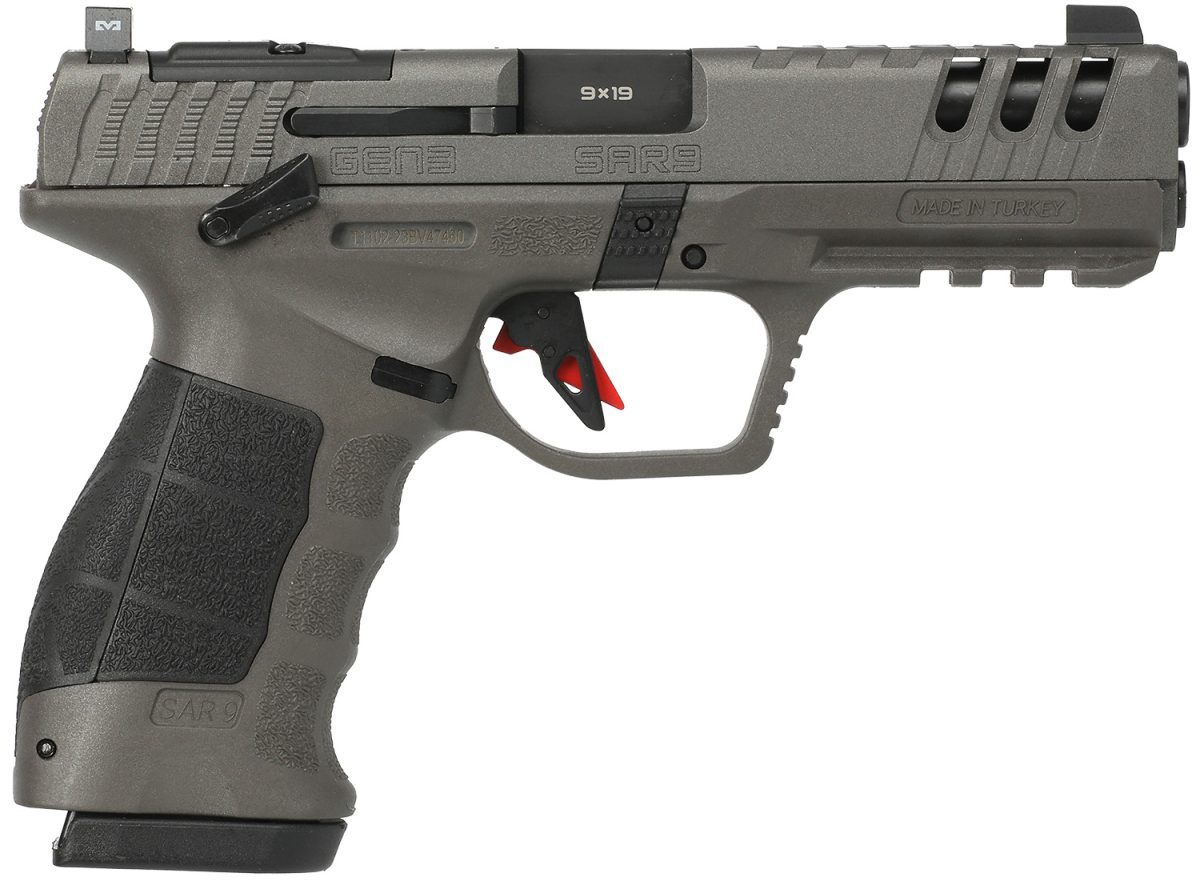 Sar Usa Sar9G3Pt Sar9 Gen3 Full Size Frame 9Mm Luger 17+1 4.40&Quot; Black Steel Barrel, Platinum Cerakote Serrated Steel Slide, Platinum Cerakote Polymer Frame W/Picatinny Rail, Black Polymer Grip