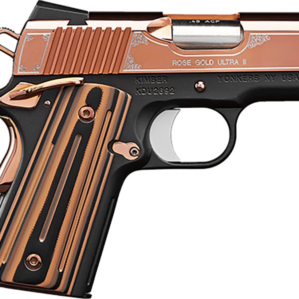 Kimber Mfg.,inc 3200372 Rose Gold Ultra II 9mm 8+1 3" Rose Gold PVD Coating Stainless Steel Slide KimPro Matte Black G10 Grip