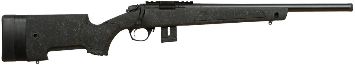 Bergara Rifles Bmr009 Bmr X Steel 22 Wmr 10+1 18&Quot; Blued Heavy Threaded Barrel, Blued Picatinny Rail Receiver, Adj Lop Green W/Black Webbing Synthetic Stock