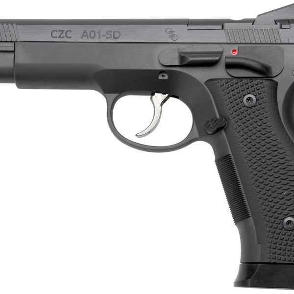 Cz Custom Shop 96333 A01-SD  9mm Luger 19+1 5" Match Grade Bull Barrel, Black Optic Cut/Serrated Steel Slide, Black Polycoat Steel Frame w/Beavertail, Black G10 Grip, Short Dustcover