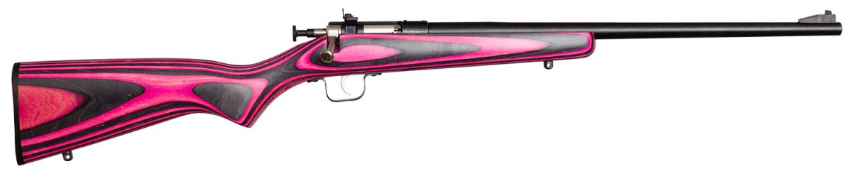 Crickett Ksa2225 Youth  22 Lr 1Rd 16.12&Quot; Blued Barrel &Amp; Receiver, Fixed Front/Adjustable Rear Peep Sights, Pink/Black Laminate Stock W/11.5&Quot; Lop, Rebounding Firing Pin Safety