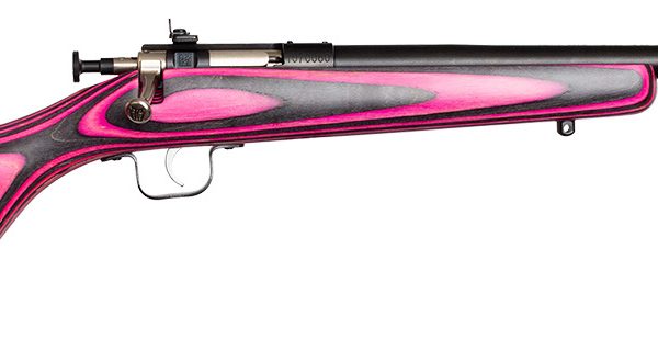 Crickett KSA2226 Youth  22 LR 1rd 16.12" Stainless Steel Barrel, Fixed Front/Adjustable Rear Peep Sights, Pink/Black Laminate Stock w/11.5" LOP, Rebounding Firing Pin Safety