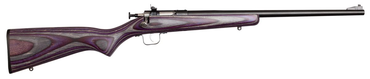 Crickett Ksa2227 Youth  22 Lr 1Rd 16.12&Quot; Blued Barrel &Amp; Receiver, Fixed Front/Adjustable Rear Sights, Purple Laminate Stock W/11.5&Quot; Lop, Rebounding Firing Pin Safety