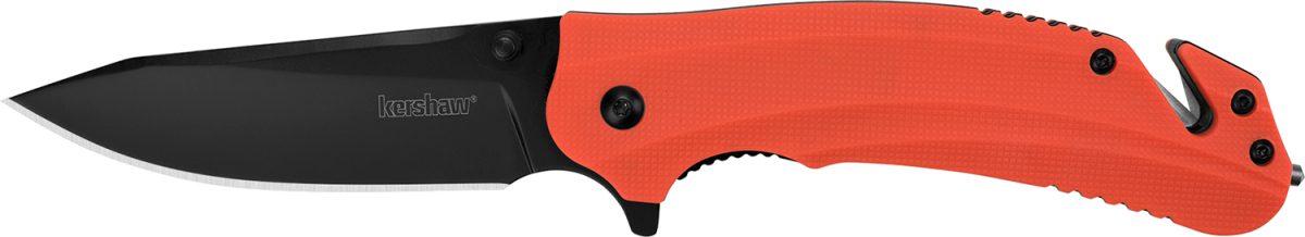Kershaw 8650 Barricade  3.50&Quot; Folding Drop Point Plain Black Oxide 8Cr13Mov Ss Blade Orange Glass-Filled Nylon Handle Features Glass Breaker Includes Pocket Clip