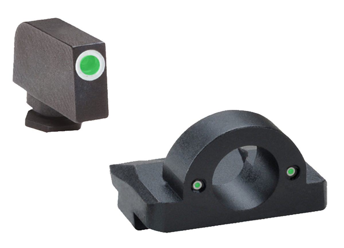 Ameriglo Gl125 Ghost Ring Sight Set For Glock  Green Tritium White Outline Front Sight-Green Tritium Rear Sight
