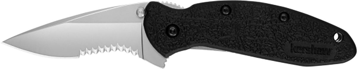 Kershaw 1620St Scallion  2.40&Quot; Folding Drop Point Part Serrated Bead Blasted 420Hc Ss Blade Black Glass-Filled Nylon  Handle Includes Pocket Clip