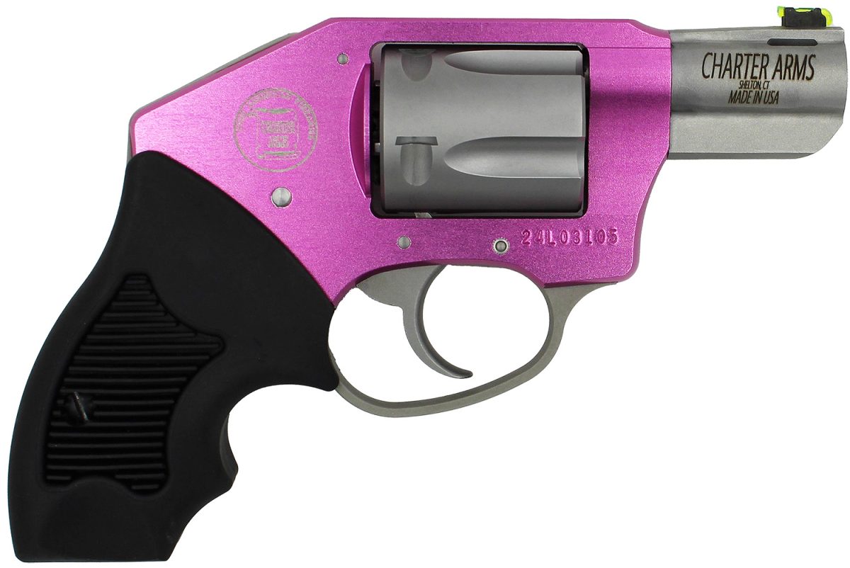 Charter Arms 53831 Undercover Lite Pink Lady Small 38 Special, 5 Shot 2&Quot; Stainless Steel Barrel &Amp; Cylinder, Pink Aluminum Frame W/Black Finger Grooved Rubber Grip, Concealed Hammer