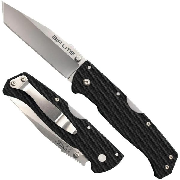 Cold Steel CS26WT Air Lite 3.50" Folding Tanto Plain AUS-10A SS Blade/Black G10 Handle Includes Pocket Clip