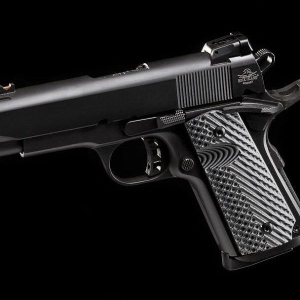 Rock Island 51479 Rock Ultra CS 45 ACP Caliber with 3.50" Barrel, 7+1 Capacity, Overall Black Parkerized Finish Steel, Beavertail Frame, Serrated Slide & Black/Gray G10 Grip