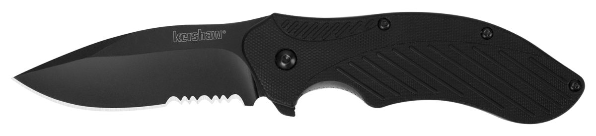 Kershaw 1605Cktst Clash  3.10&Quot; Folding Drop Point Part Serrated Black Oxide 8Cr13Mov Ss Blade Black Glass-Filled Nylon Handle Includes Pocket Clip