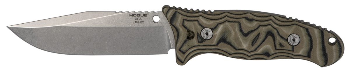 Hogue 35278 Ex-F02  4.50&Quot; Fixed Clip Point Plain Tumble Polish 154Cm Ss Blade/ G-Mascus Green G10 Handle