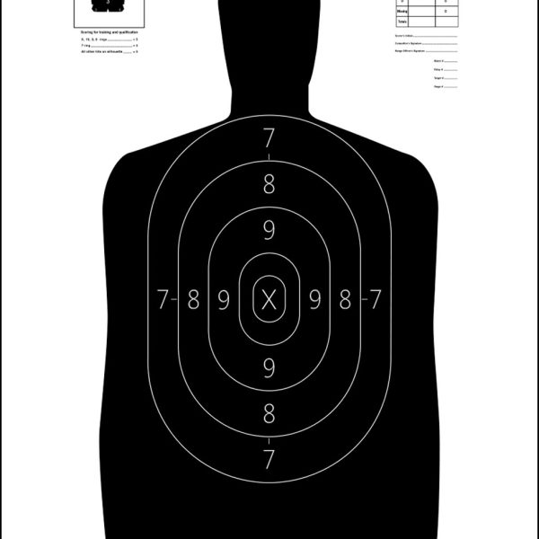 Action Target S29100 Qualification  Silhouette Heavy Paper Hanging 11.50" x 22" Black/White 100 Per Box