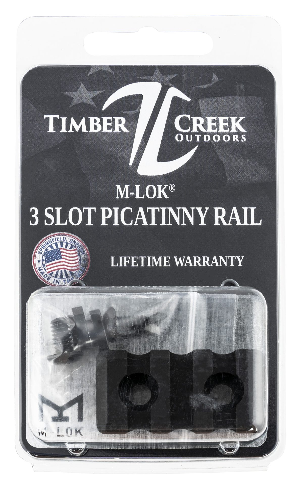 Timber Creek Outdoors M3Sprbl M-Lok 3 Slot Picatinny Rail  Black Anodized