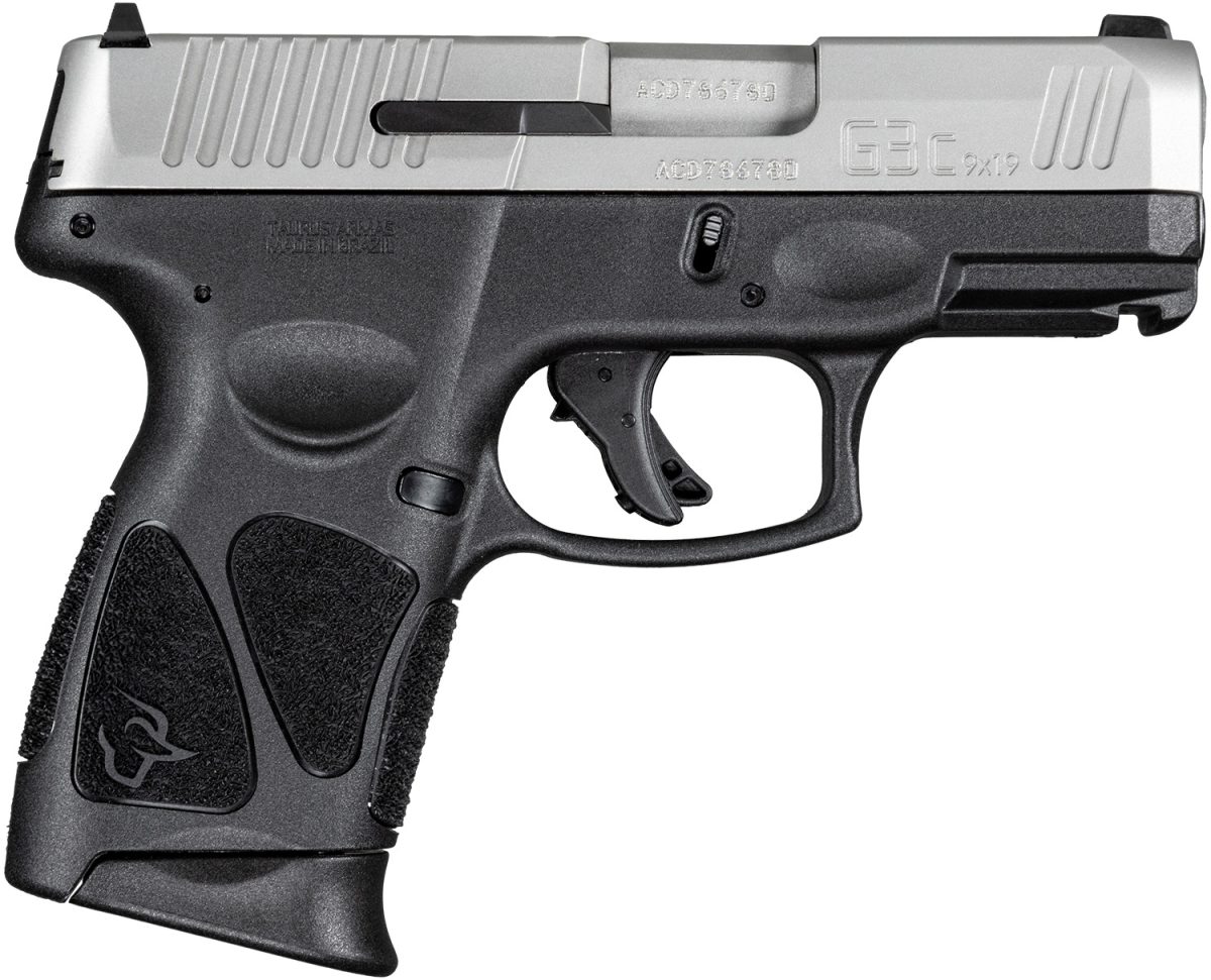 Taurus 1G3C939 G3C  Compact Frame 9Mm Luger 12+1 3.26&Quot; Matte Stainless Steel Barrel, Matte Serrated Stainless Steel Slide, Black Polymer Frame W/Picatinny Rail, Black Polymer Grip, Right Hand