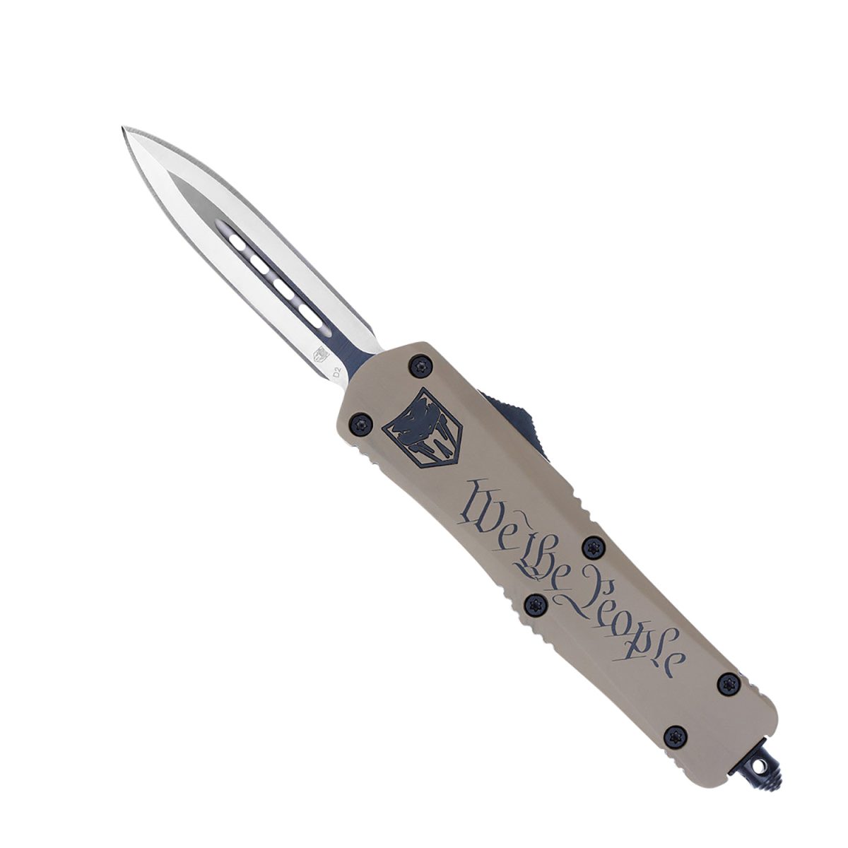 Cobratec Knives Mwtpfs3Dagns We The People  Medium 3&Quot; Otf Dagger Plain D2 Steel Blade/Tan W/&Quot;We The People&Quot; Features Glass Breaker Includes Pocket Clip