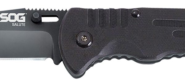 S.O.G SOG-FF11-CP Salute  3.62" Folding Clip Point Plain Black Hardcased 8Cr13MoV SS Blade Black G10 Handle Includes Belt Clip