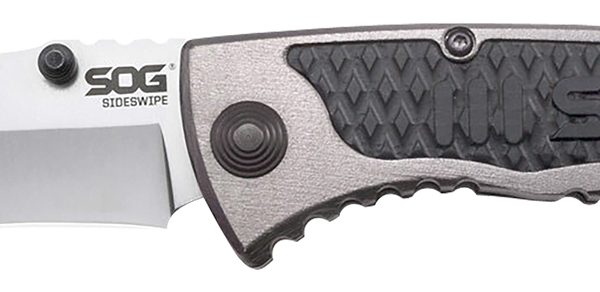 S.O.G SOG-SW1011-C Sideswipe  3.40" Folding Clip Point Plain Bead Blasted 7Cr15MoV SS Blade Gray Anodized Aluminum/G10 Handle Includes Belt Clip