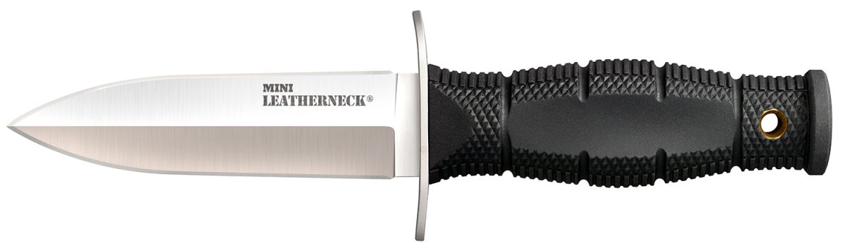 Cold Steel Cs39Lsac Leatherneck Double Edge Mini 3.50&Quot; Fixed Plain 8Cr13Mov Ss Blade/3.25&Quot; Black Deep Checkered W/Double Quillon Guard Kray-Ex Handle Includes Sheath