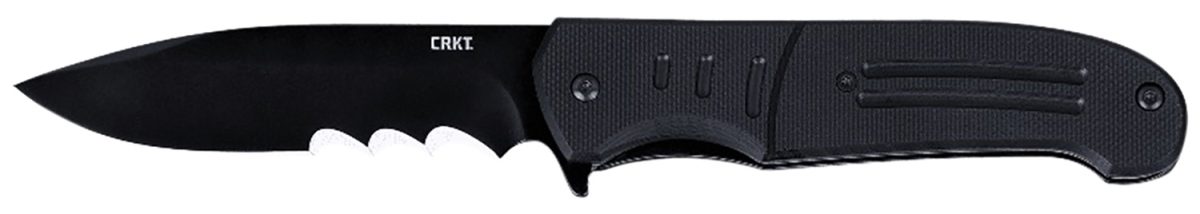 Crkt 6885 Ignitor  3.48&Quot; Folding Drop Point Part Serrated Black Oxide 8Cr13Mov Ss Blade/Black G10 Handle Includes Pocket Clip