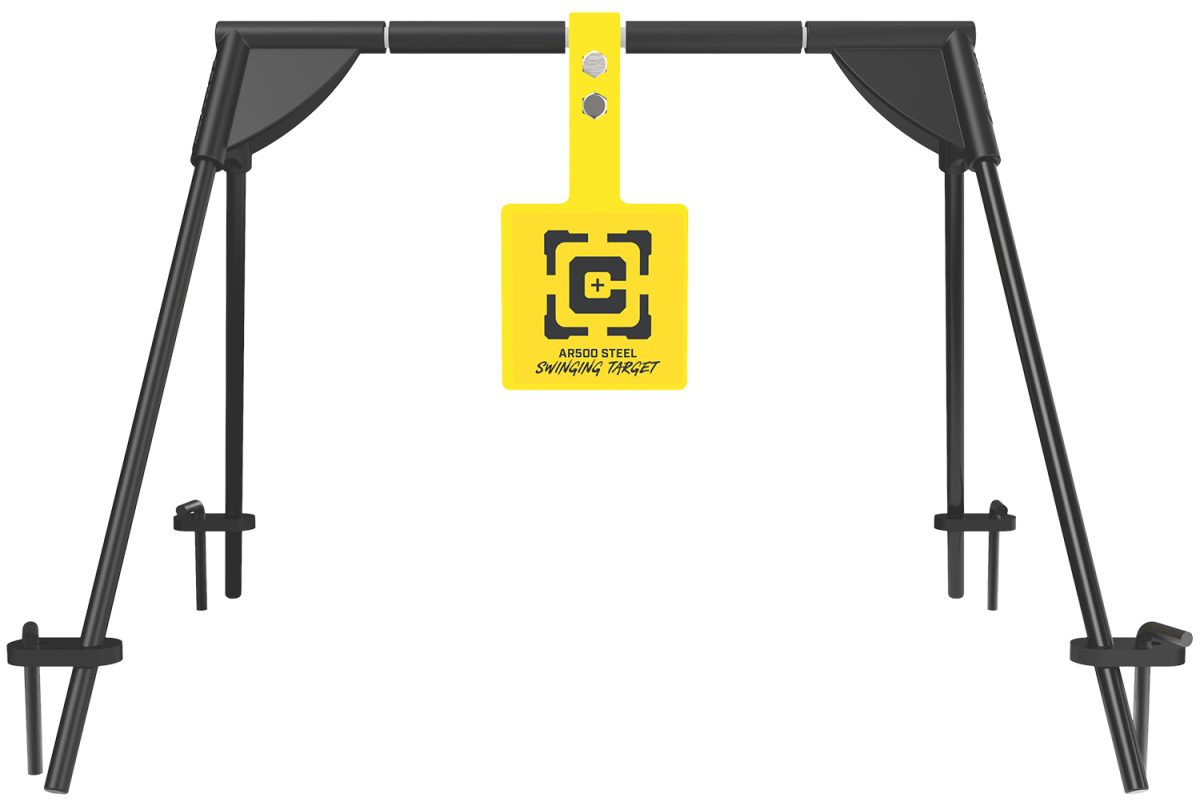 Caldwell 1187590  Swinging Rifle Black/Yellow Ar500 Steel Hanging Standing Includes Ground Stakes