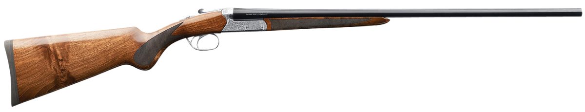 Charles Daly 930340 500  Full Size 20 Gauge Break Open 3&Quot; 2Rd 26&Quot; Gloss Blued Side By Side Barrel, Silver Engraved Stainless Steel Receiver, Checkered Oiled Walnut Stock