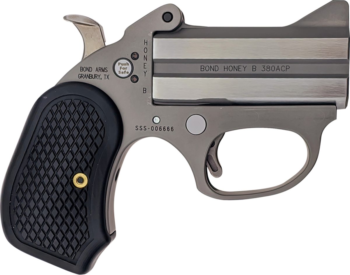 Bond Arms Bahb Honey B  9Mm Luger 2Rd Shot 3&Quot; Matte Stainless Steel Frame Black Extended B6 Resin Grips