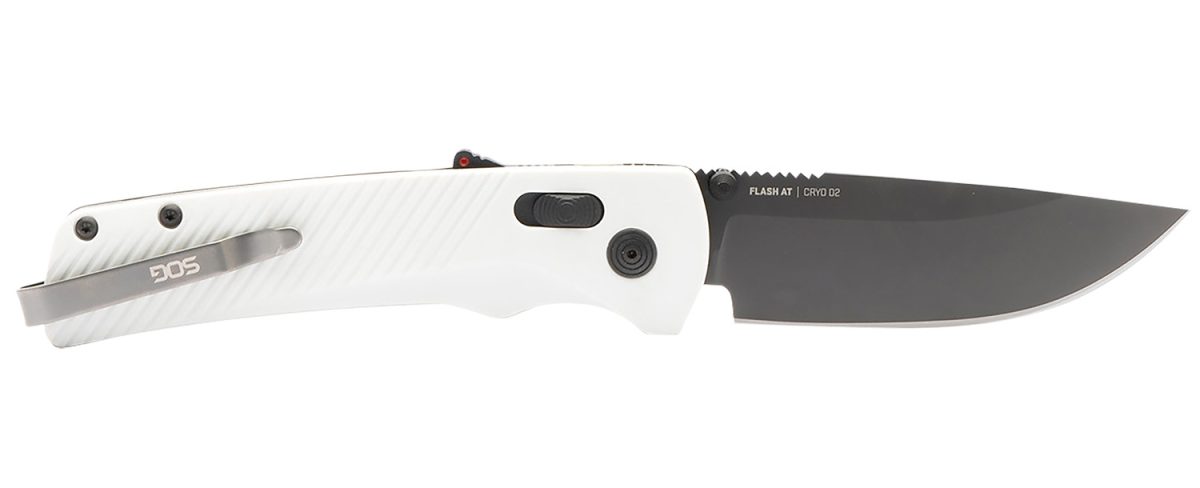 S.o.g Sog11181041 Flash At 3.45&Quot; Folding Straight Back Plain Tini Cryo D2 Steel Blade, Concrete Gray Textured Grn Handle