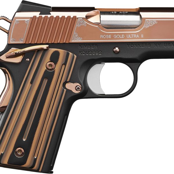 Kimber Mfg.,inc 3200373 Rose Gold Ultra II 45ACP 7+1 3" Rose Gold PVD Coating Stainless Steel Slide KimPro Matte Black G10 Grip