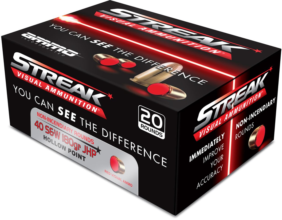 Ammo Inc 40180Jhpstrkred Streak Visual (Red)  40S&Amp;W 180Gr Jacketed Hollow Point 20 Per Box/10 Case
