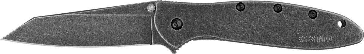 Kershaw 1660Rbw Leek Random Edc 3&Quot; Folding Reverse Tanto Plain Black Oxide Blackwash 14C28N Steel Blade, Blackwash Stainless Steel Handle