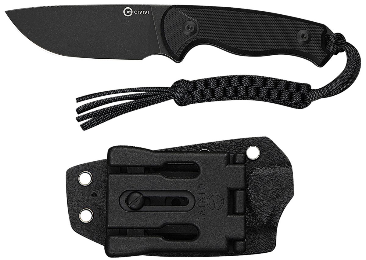 Civivi Knives C23094-1 Timberbark  3.20&Quot; Fixed Drop Point Plain Black Stonewashed 14C28N Steel Blade, 3.69&Quot; Black Textured G10 Handle