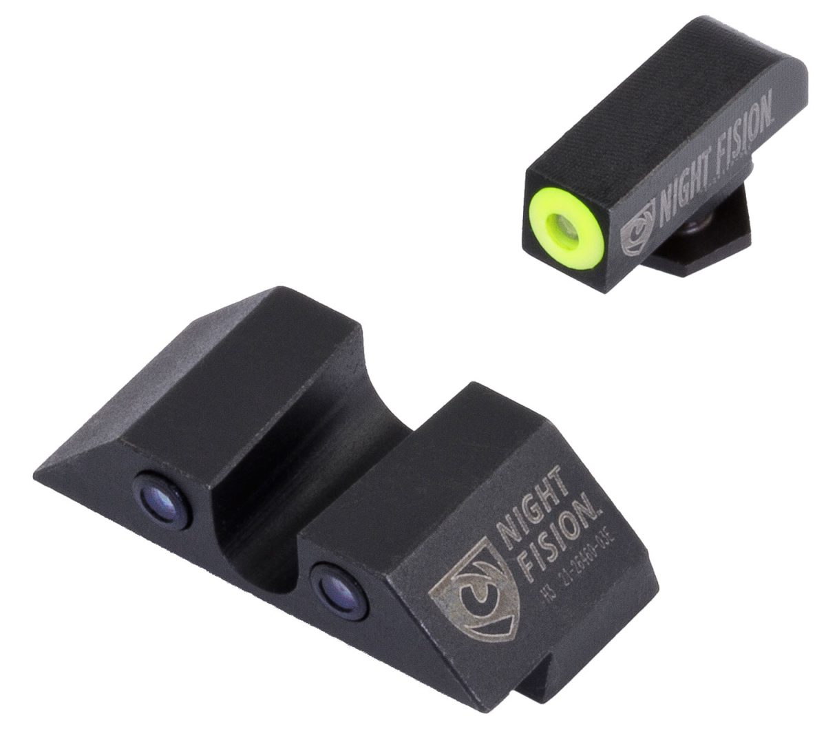 Night Fision Glk001007Ygz Tritium Night Sights For Glock  Green Tritium Yellow Outline Front Sight- Green Tritium Black Outline Rear Sight Glock 17/17L/19/22