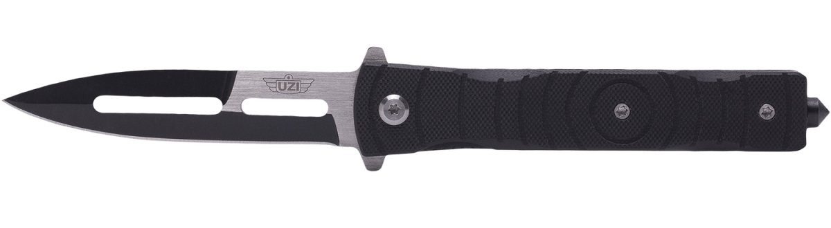 Uzi Accessories Uzkfdr014 Mossad Iii 3.50&Quot; Folding Spear Point Plain Black/Silver Stainless Steel Blade Black G10 Handle Features Glass Breaker Includes Metal Clip