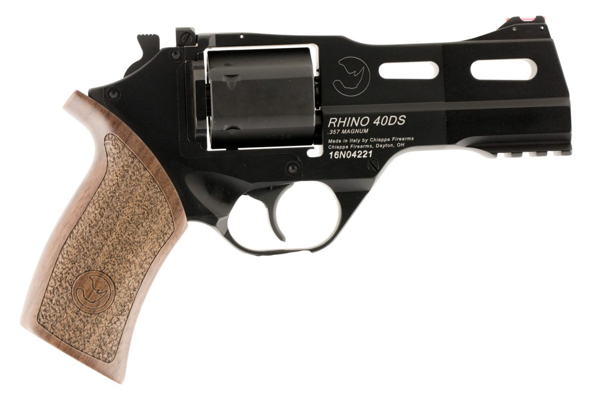 Chiappa Firearms 340219 Rhino 40Ds  Small Frame 357 Mag 6 Shot, 4&Quot; Black Anodized Steel Vent Rib Barrel, Blued Steel Cylinder, Black Anodized Aluminum Frame, Walnut Grip, Concealed Hammer