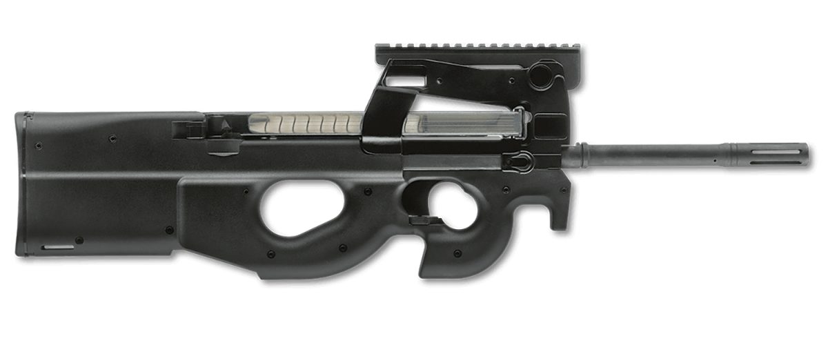 Fn 3848950440 Ps90  5.7X28Mm 10+1 16&Quot; Black Ported Barrel, Black W/Picatinny Rail Aluminum Receiver, Matte Black Synthetic Bullpup W/Thumbhole Stock, Ambidextrous