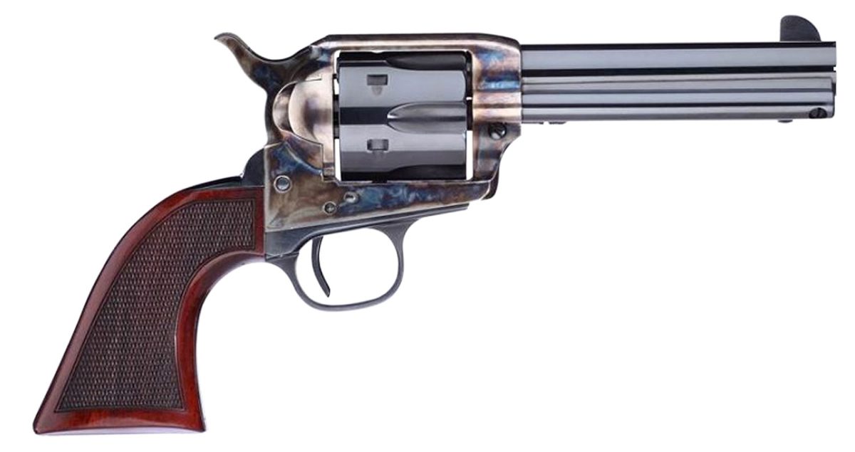 Taylors &Amp; Company 556204De Short Stroke Smoke Wagon  357 Mag 6Rd 4.75&Quot; Blued Cylinder &Amp; Barrel Color Case Hardened Steel Frame Checkered Walnut Navy Size Grip (Taylor Tuned)