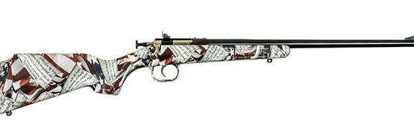Crickett KSA2168 Youth  22 LR 1rd 16.12" Blued Barrel & Receiver, Fixed Front/Adjustable Rear Peep Sight, American Flag/Amendment Synthetic Stock w/11.5" LOP, Rebounding Firing Pin Safety